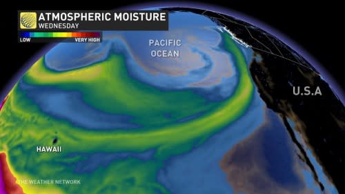 Pacific atmospheric moisture forecast Dec 25 2023