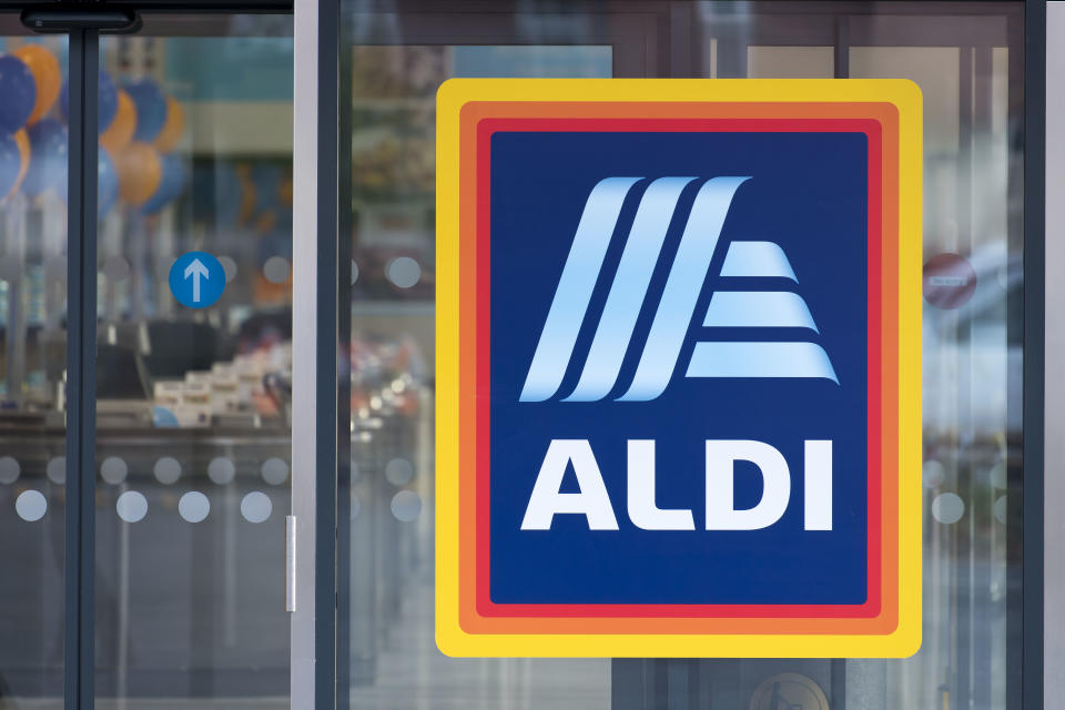 Image of ALDI store after shopper in trouble for buying wine while with teenage daughters. 