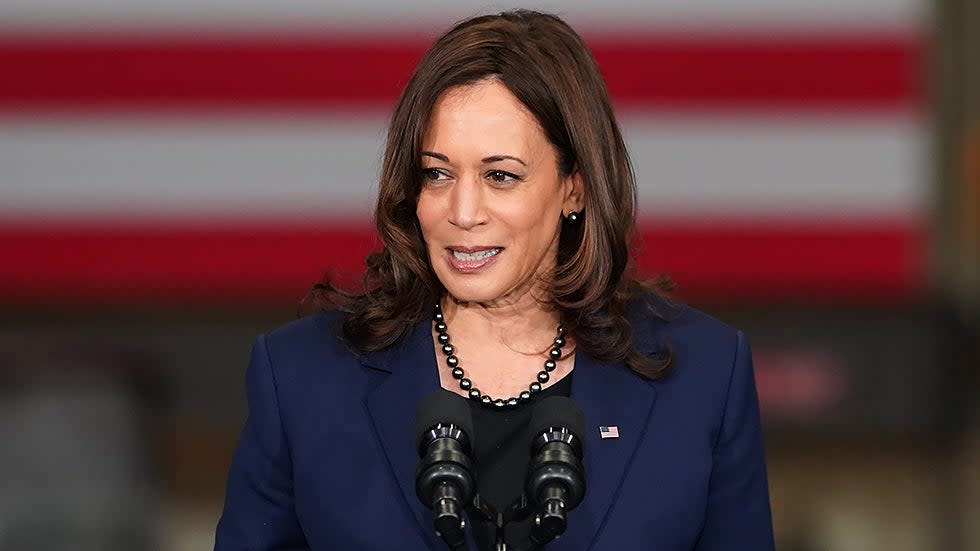 Vice President Harris speaks during an event with President Biden and Vice President Kamala Harris to sign an executive order regarding project labor agreements at Irownworks Local 5 in Upper Marlboro, Md., on Friday, February 4, 2022.