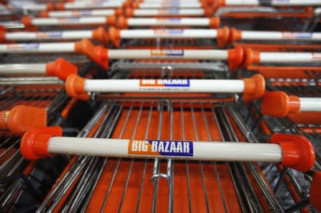 Shopping carts are parked at the Big Bazaar retail store in Mumbai