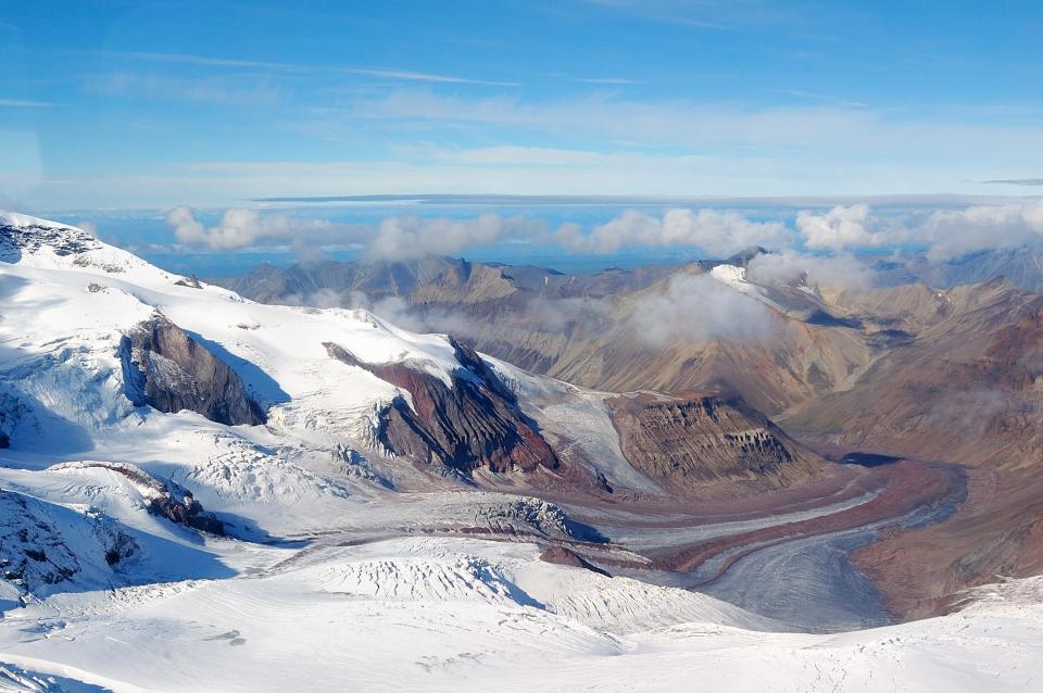 Snow blankets the Wrangell Mountains.