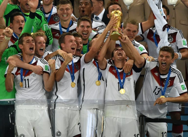 Germany celebrate winning the World Cup final in Brazil in 2014