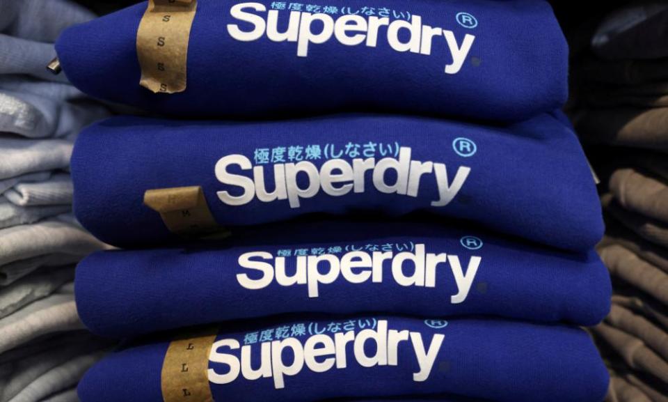 Superdry sweatshirts in an NYC store.