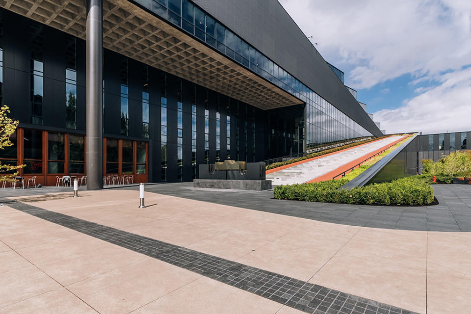 The 500-foot incline ramp outside of the LeBron James Innovation Center. - Credit: Courtesy of Nike