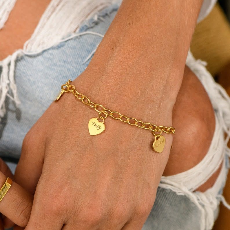 22) Gold Heart Charm Bracelet