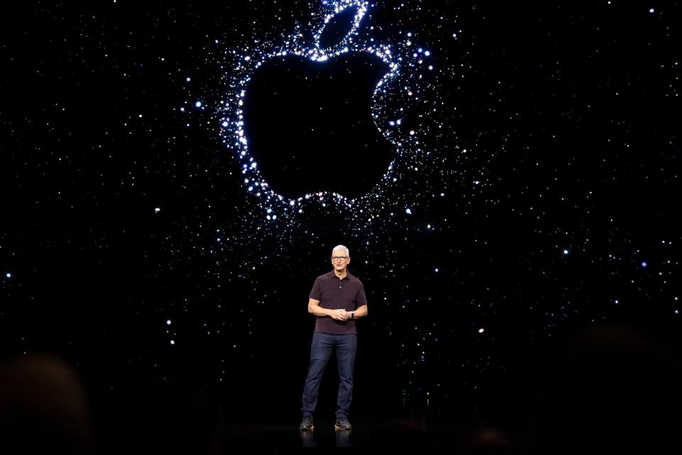 Apple-CEO Tim Cook hat einen „unerschütterlichen Glauben an die Zukunft Amerikas“. - Copyright: BRITTANY HOSEA-SMALL/AFP via Getty Images