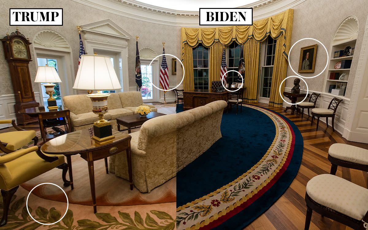 trump vs biden oval office white house decor