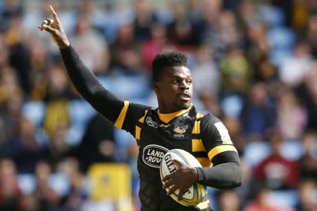 Britain Rugby Union - Wasps v Worcester Warriors - Aviva Premiership - Ricoh Arena - 26/3/17 Waspsâ€™ Christian Wade celebrates after scoring a try Mandatory Credit: Action Images / Andrew Boyers Livepic