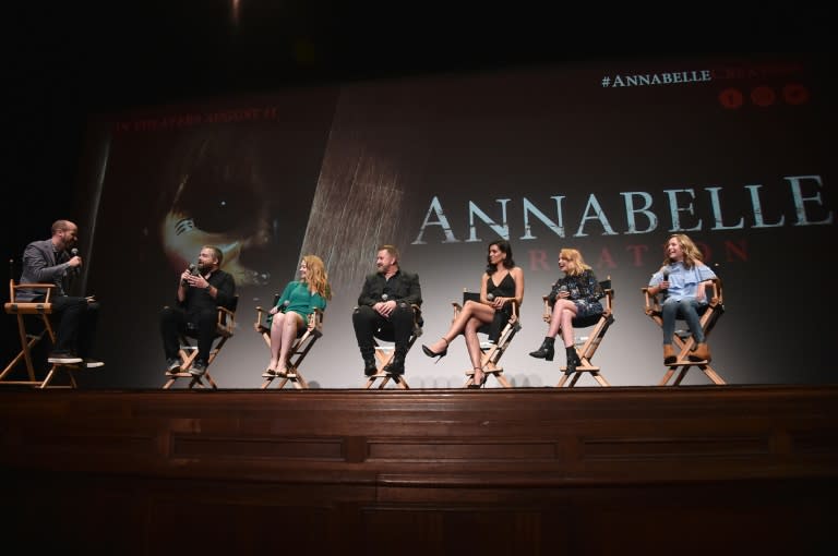 The cast answers questions ahead of the premiere of "Annabelle: Creation" in Los Angeles, on June 19, 2017