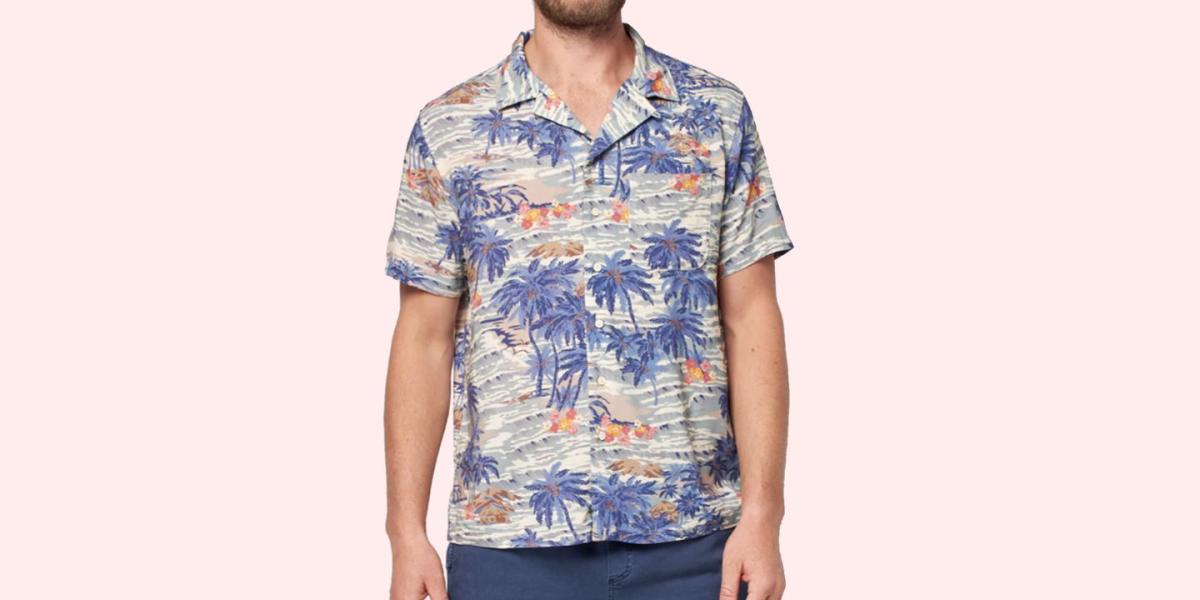 AllSaints Catalina Aloha Camp Shirt Blue