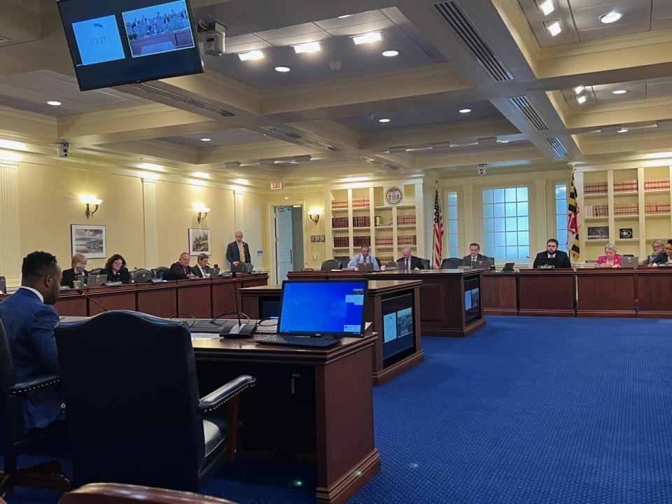 Del. Jeffrie Long, D-Calvert/Prince George's, speaks in favor of a bill he sponsored to create a task force to study accessory dwelling units before the House Environment and Transportation Committee in Annapolis on Feb. 7, 2023. Committee Chair Del. Kumar Barve, D-Montgomery, said only one or two task force bills typically come out of the House.