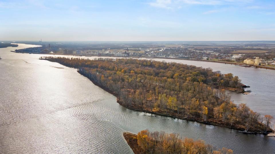 Towhead Island sits across from downtown Muscatine on the Mississippi River. It's on the market for $1.5 million.