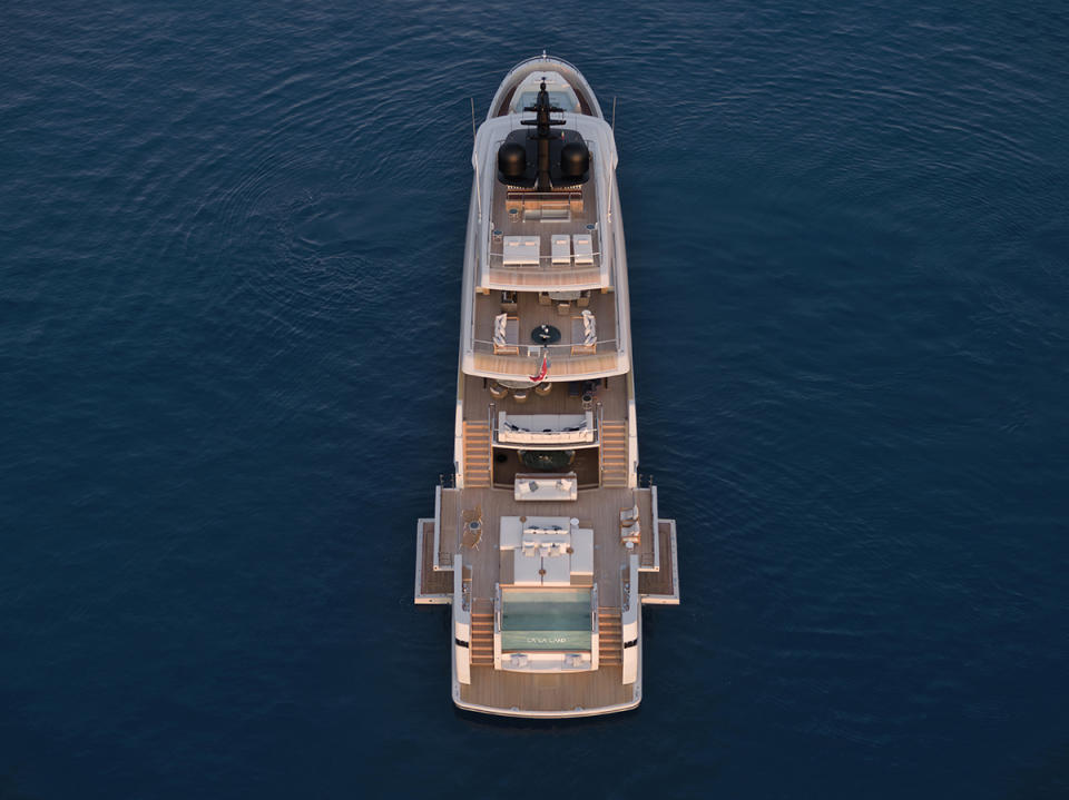 Sanlorenzo’s X-Space maximizes the use of exterior living areas across all five decks.