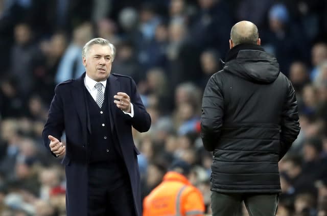 Carlo Ancelotti suffered his first defeat as Everton boss at Manchester City