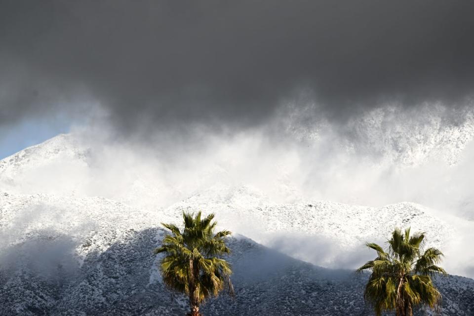 Clouds hang over the San Gabriel mountains