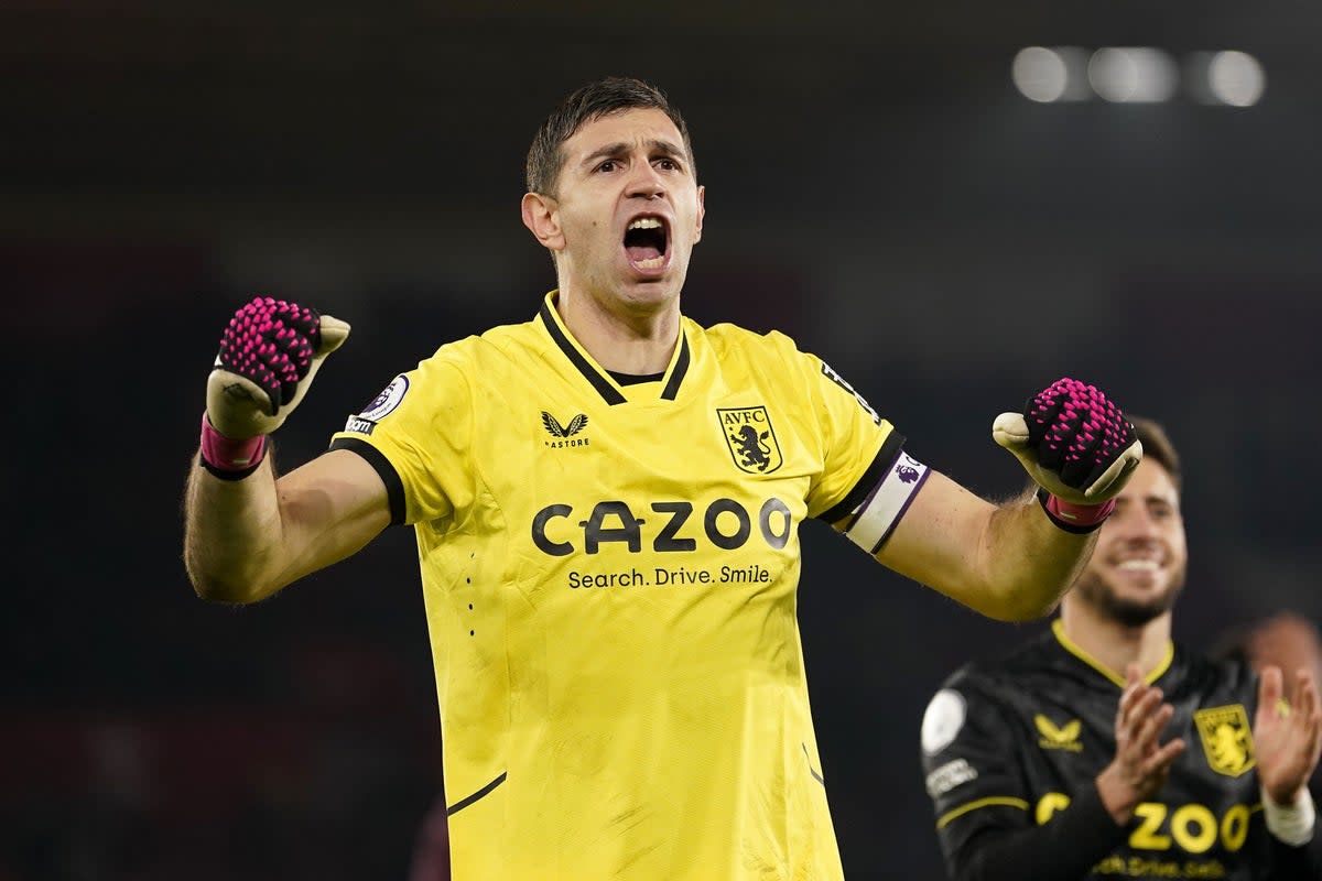 The Mail reports Aston Villa are willing to listen to offers for World Cup-winning goalkeeper Emiliano Martinez (Andrew Matthews/PA) (PA Wire)