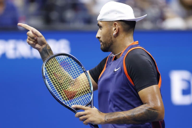 Nick Kyrgios of Australia played just one match in 2023, while limited by injuries. File Photo by John Angelillo/UPI