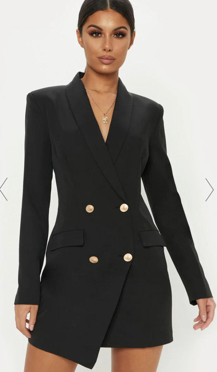 Black Gold Button Blazer Dress from Pretty Little Thing, $56