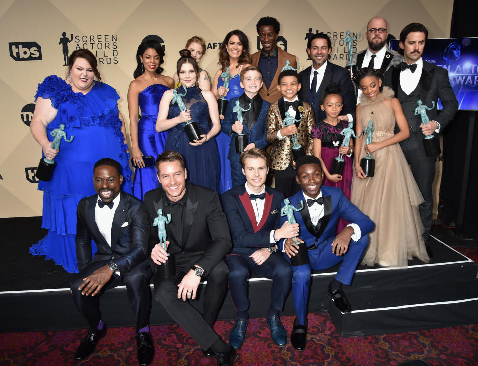 The actors of "This Is Us," winners of Outstanding Performance by an Ensemble in a Drama Series, pose at the Screen Actors&nbsp;Guild Awards&nbsp;in January. (Photo: Jeff Kravitz via Getty Images)