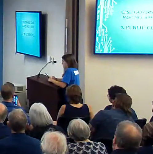 Catalina Foothills High School student Sage Wexler speaks before the Catalina Foothills School District governing board at its April 11, 2023 meeting. This is a screenshot of the meeting posted by the district on YouTube.