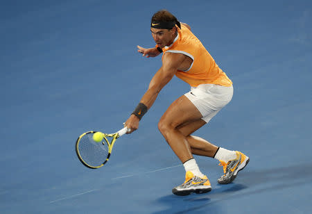 Tennis - Australian Open - Third Round - Melbourne Park, Melbourne, Australia, January 18, 2019. Spain's Rafael Nadal in action during the match against Australia's Alex de Minaur. REUTERS/Kim Kyung-Hoon