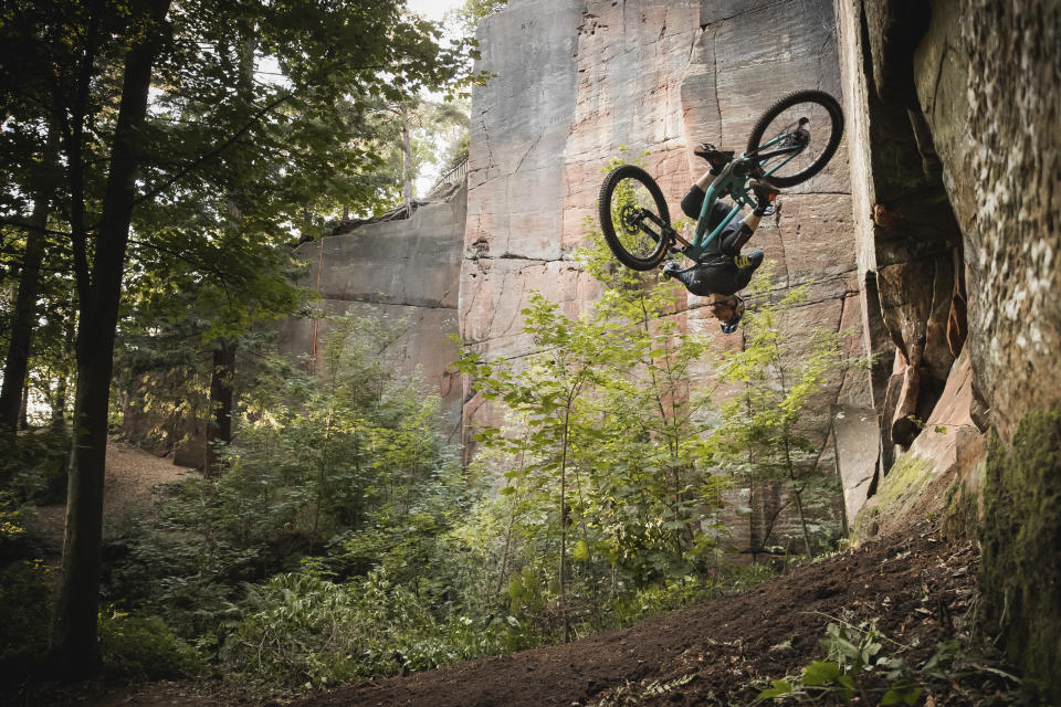 The pair also execute daring tricks in woodland (Dave Mackison/PA)