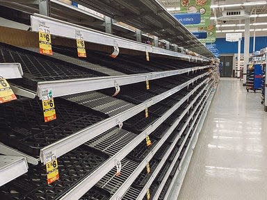 panic food grocery empty store michigan