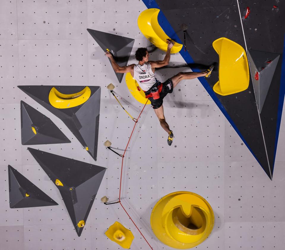 Czech climber Adam Ondra climbs during the Tokyo 2020 Olympics Sport Climbing