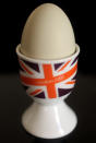 A London 2012 branded egg cup goes on display at the launch of the London Olympic Games official merchandise on July 30, 2010 in London, England. (Photo by Oli Scarff/Getty Images)