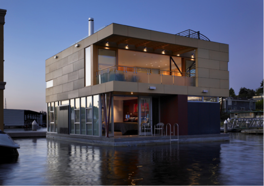 <b>Modernstes Design</b><br>Ein schwimmendes Haus am Lake Union, Washington, das mit der neuesten Technik ausgestattet ist und von Vanderventer & Carlander Architects of Seattle entworfen wurde. (Bild: vc-arch)