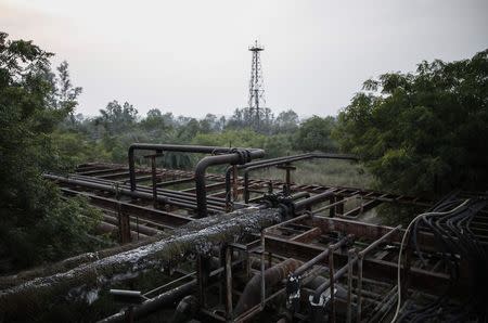 A network of pipes rust at the abandoned former Union Carbide pesticide plant in Bhopal November 14, 2014. REUTERS/Danish Siddiqui