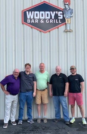 Robert Elwood, center, with part of his restaurant crew, including Mike Gaddis (A&B Distributors), chef Josh Brantley, chef Terry Hope and Reid Elwood.