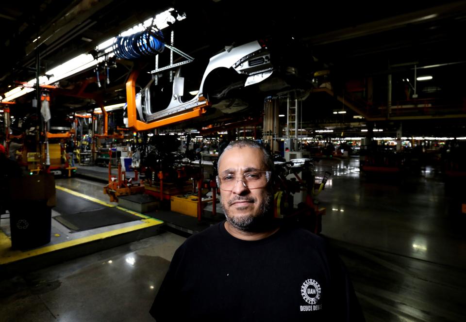 Omar Guevara, 45 of Clio at the GM Detroit-Hamtramck Assembly plant on Tuesday, February 18, 2020.