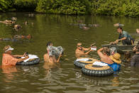 <p><em>TWD</em> crew show just how dedicated they are as they get right into the water while filming a boat scene with Andy Lincoln in Season 7’s midseason finale.<br><br>(Photo: AMC) </p>