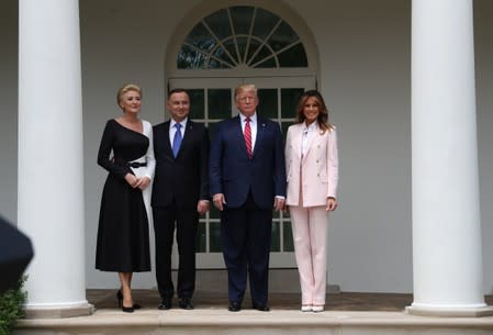 U.S. President Trump welcomes Poland's President Duda at the White House in Washington