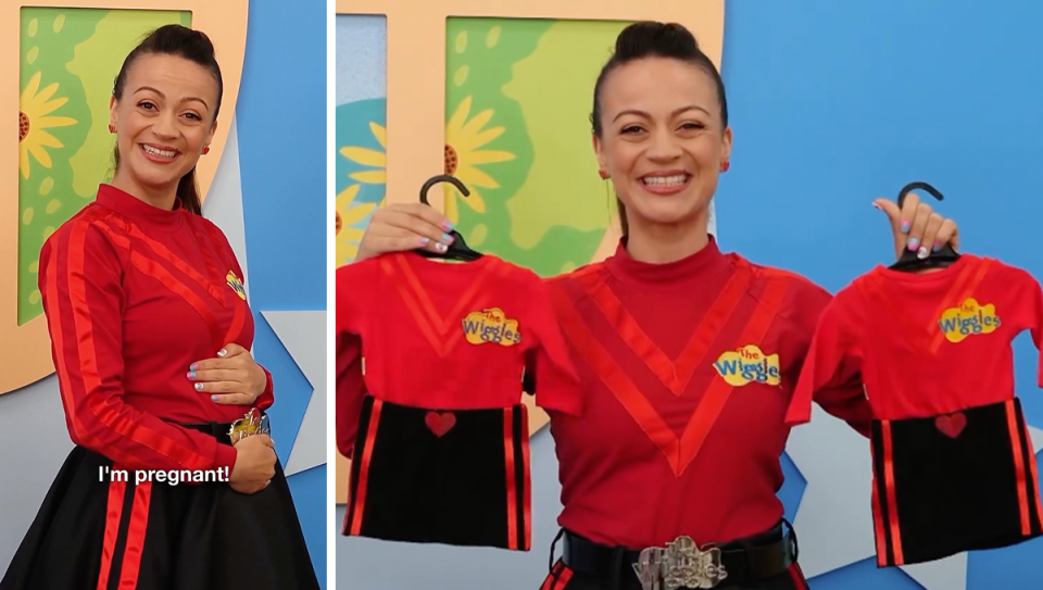 The Wiggles’ Caterina Mete showing off her baby bump.