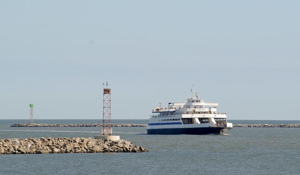 Cape May-Lewes Ferry MV New Jersey navigates Delaware Bay in 2015.