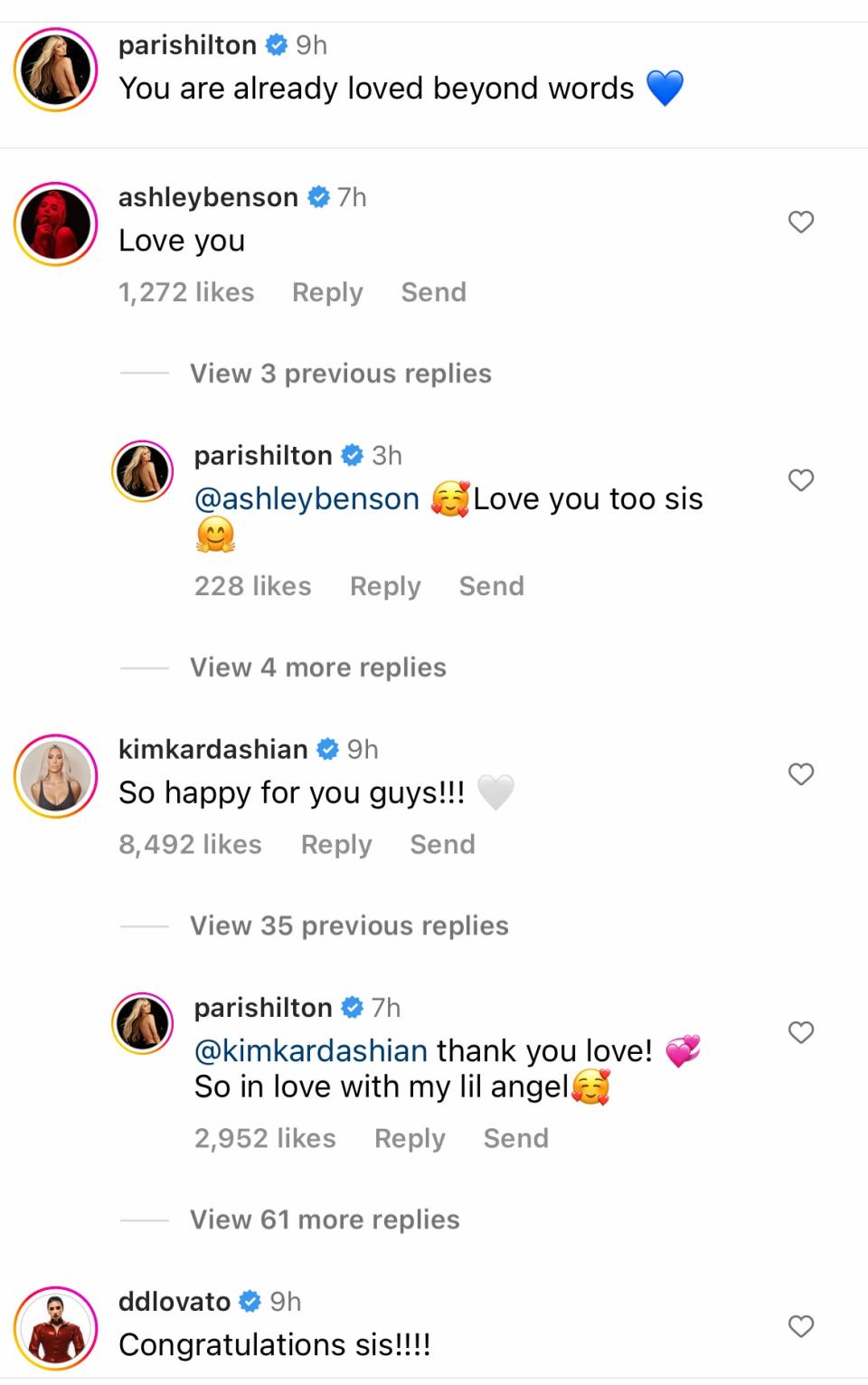 Paris Hilton, Instagram Comments