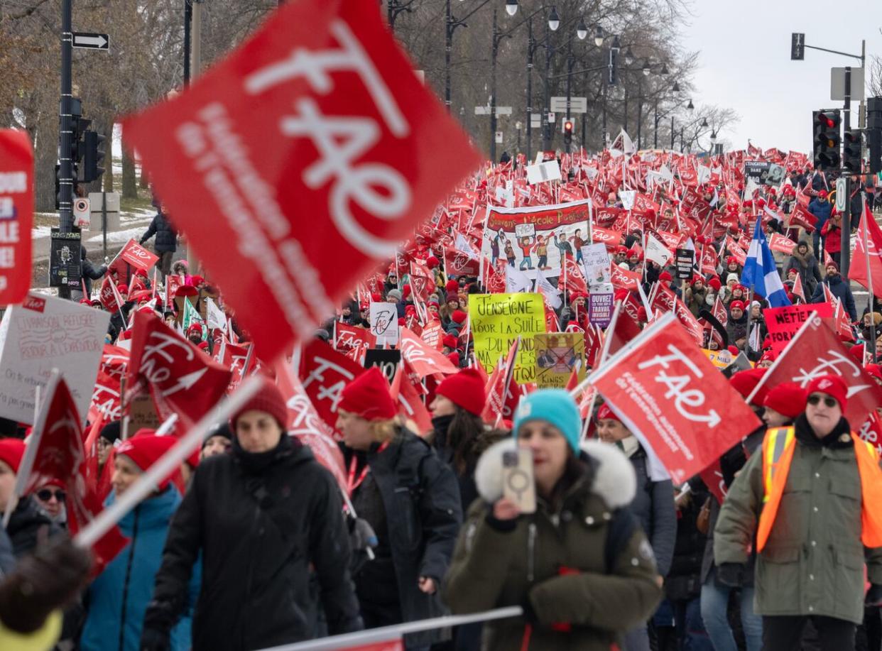 The FAE represents about 65,000 teachers. It has been on an unlimited strike since Nov. 23. (Ryan Remiorz/The Canadian Press - image credit)