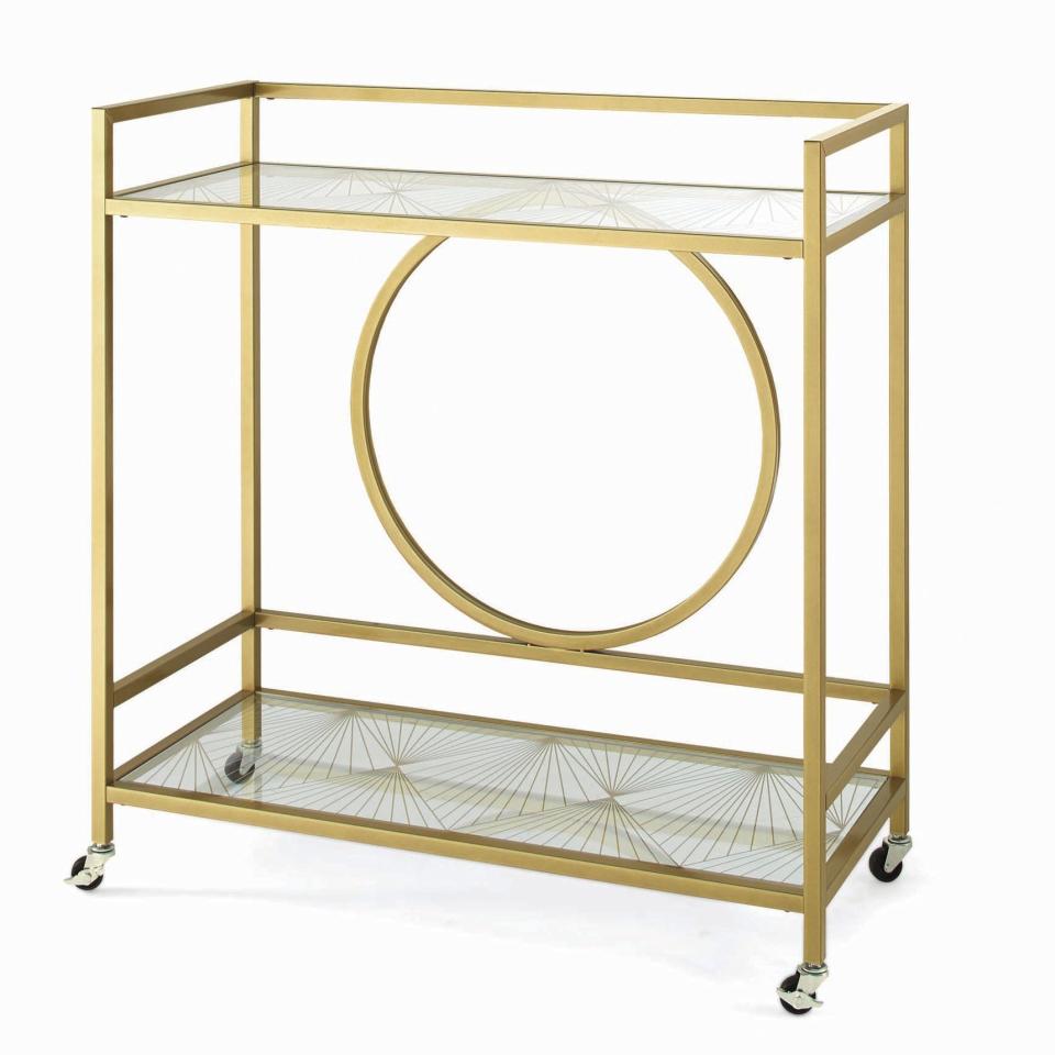 Better Homes & Gardens Nola Mid-Century Bar Cart, Gold Finish