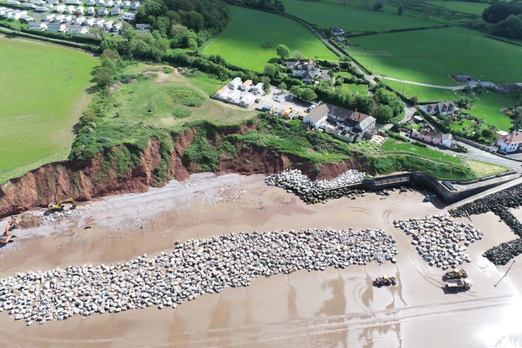 The boulders on the Blue Anchor beach in West Somerset. (SWNS)