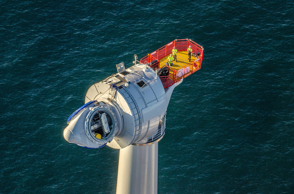 An offshore wind turbine.