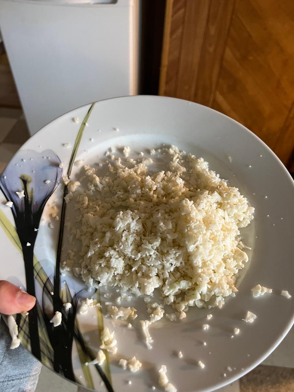 Shredded gobi, or cauliflower, for the paratha.