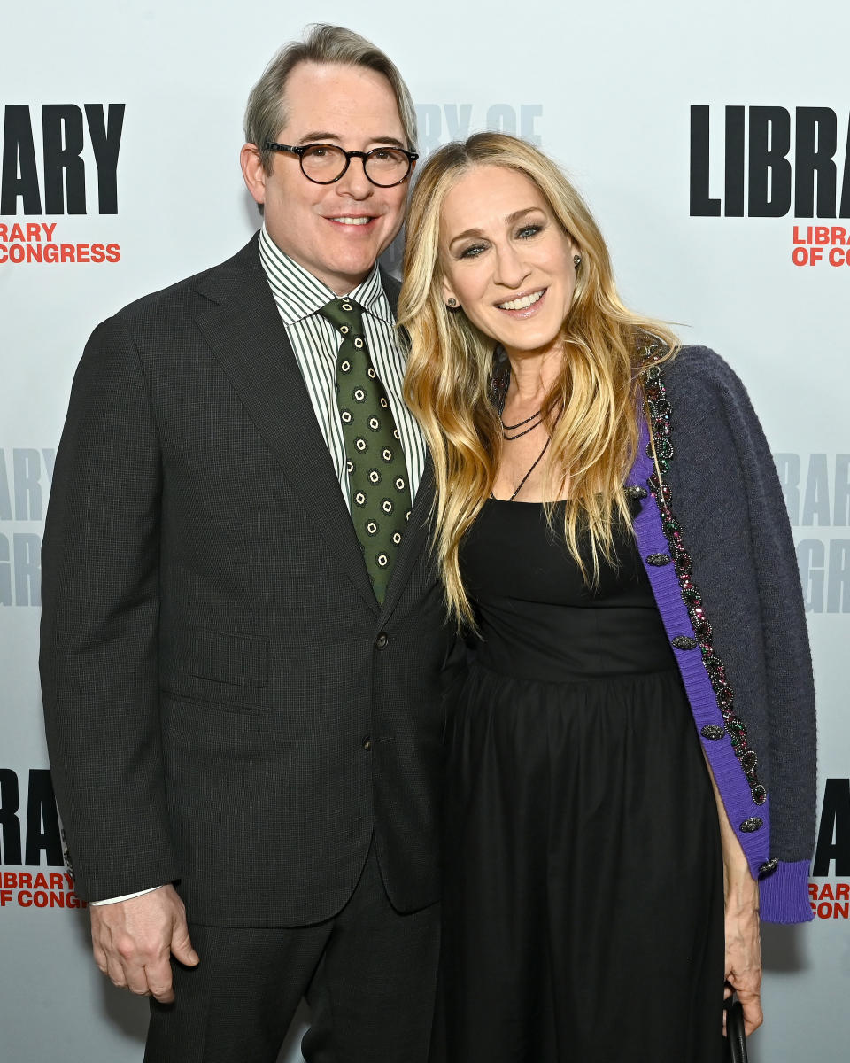 Matthew Broderick and Sarah Jessica Parker pose at the event, A Conversation with Sarah Jessica Parker and Matthew Broderick at the Library of Congress, in April 25 2022