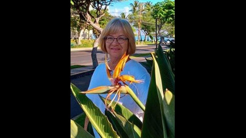 Julie Montague-Ayers, 67, in Hawaii in October 2022. She was found dead on Sunday, April 2, after being missing for almost a month in Maple Falls.