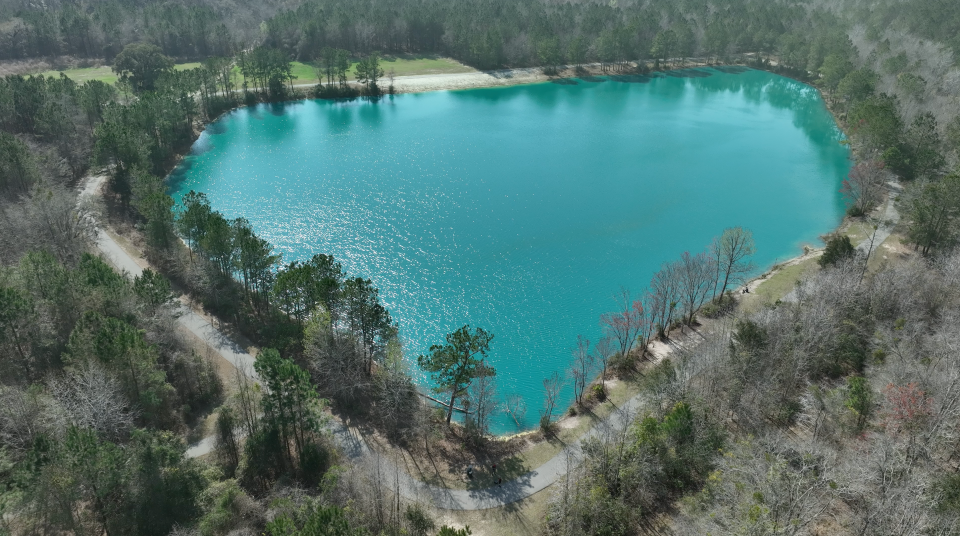 Drone footage captures an ariel view of Sterling Creek Park in Richmond Hill.