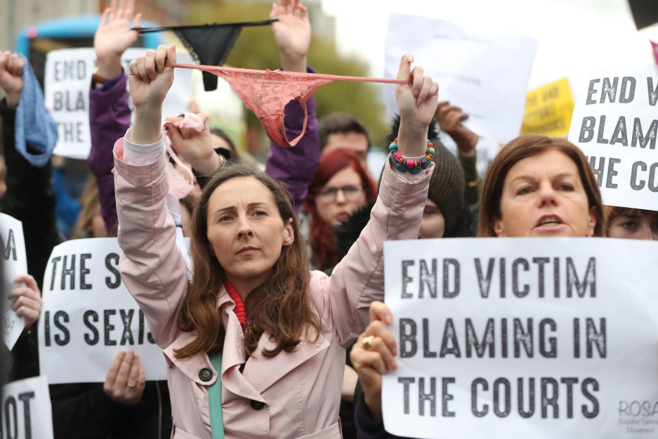 People gather on Nov. 14 for a protest in support of victims of sexual violence in Dublin. (Photo: Niall Carson/PA Wire).