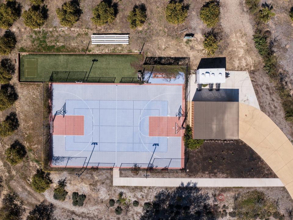 A basketball court.