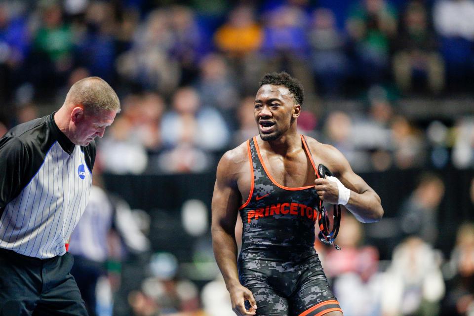 Princeton's Quincy Monday, the son of former OSU star Kenny Monday, reached the 165-pound semifinals before losing Friday night.