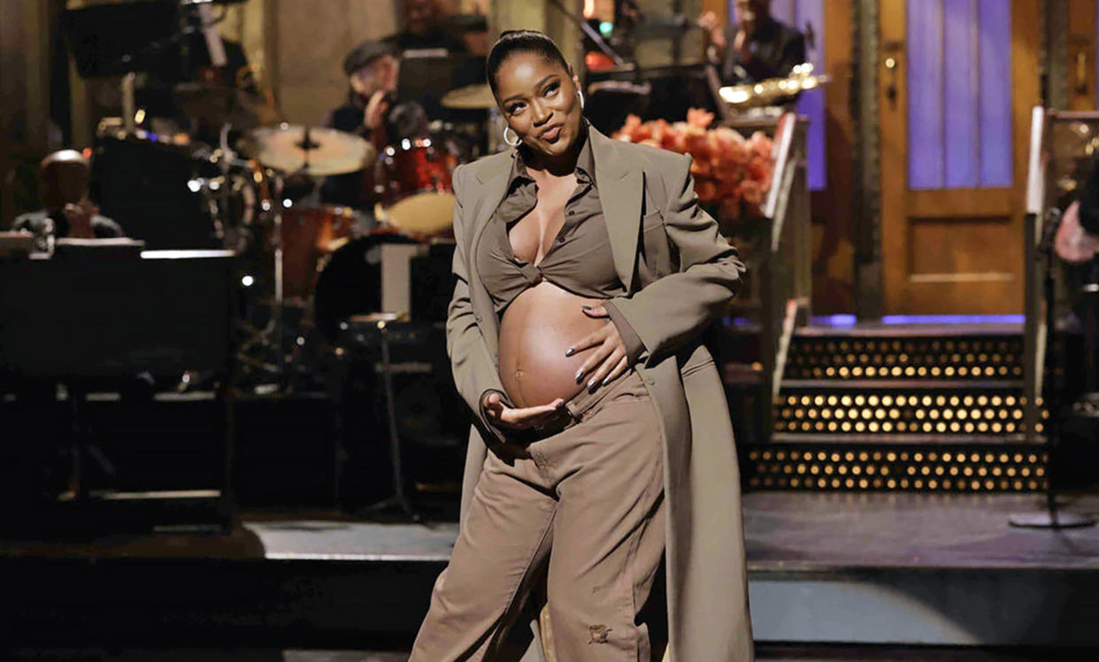 Host Keke Palmer during the Monologue on Saturday Night Live. (NBC / Will Heath)